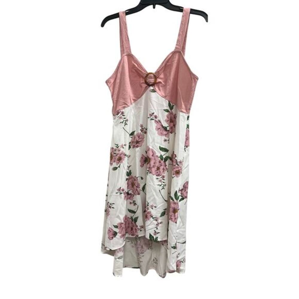 Dressfo Hi lo bubblegum pink floral sleeveless sundress whimsy boho sz 12